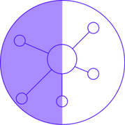integratation icon with blue color half filled circle