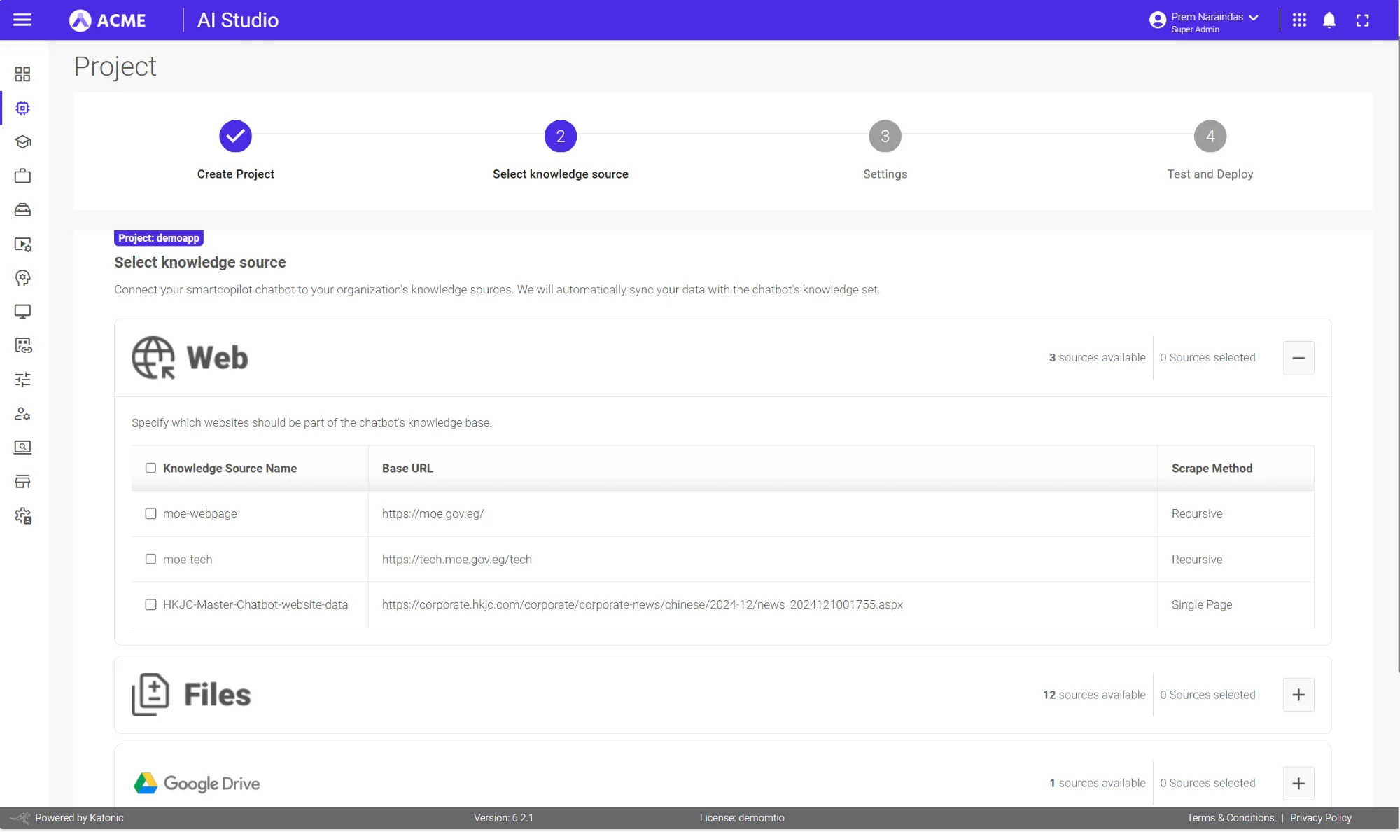 Katonic Studio interface showing workspace creation with JupyterLab VS Code RStudio and distributed computing options